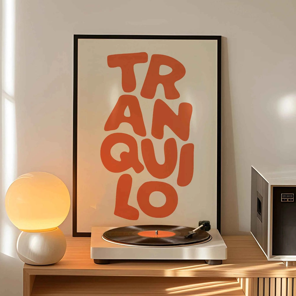 Tranquilo Retro Orange & Cream Typography Canvas Print