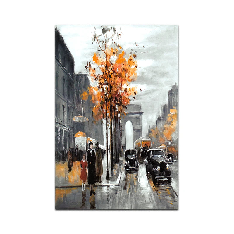 3-Piece Autumn City Streets Canvas Prints - Sleek Surprises