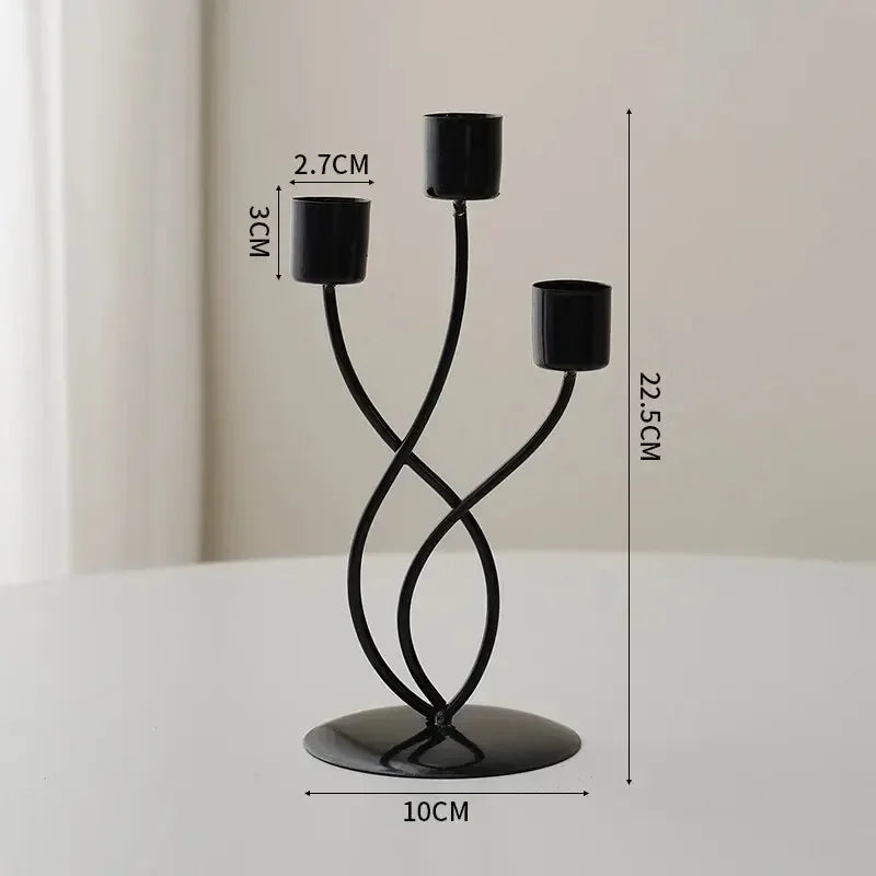 Minimalist Euro-style Gold & Black Candlestick Holders