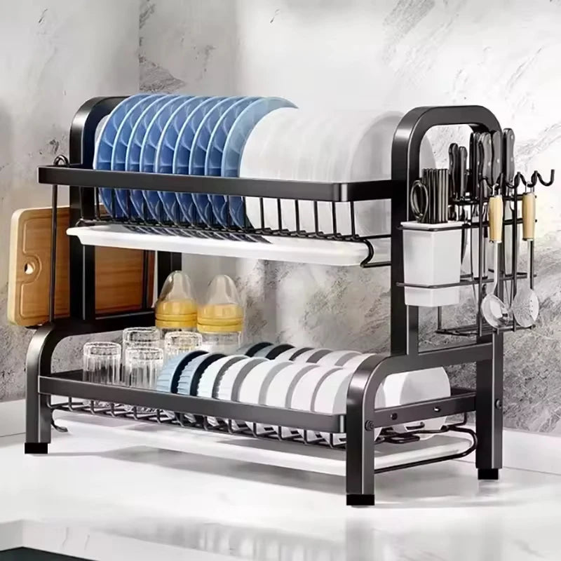 Dish Drying Rack 2-Tier with Utensil Holder