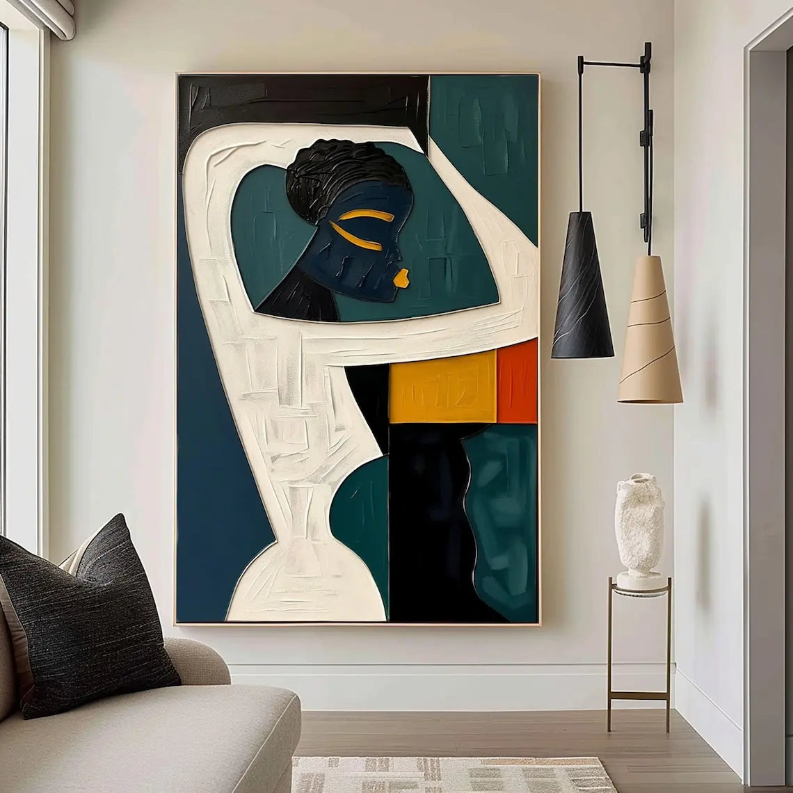 Hand-painted Cubism Art Textured Canvas Murals
