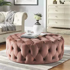 Velvet Padded Round Couture Ottoman