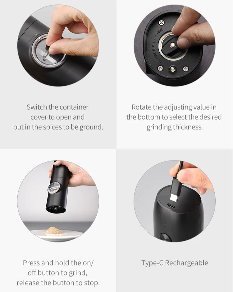 Electric Noire Salt & Pepper Grinders