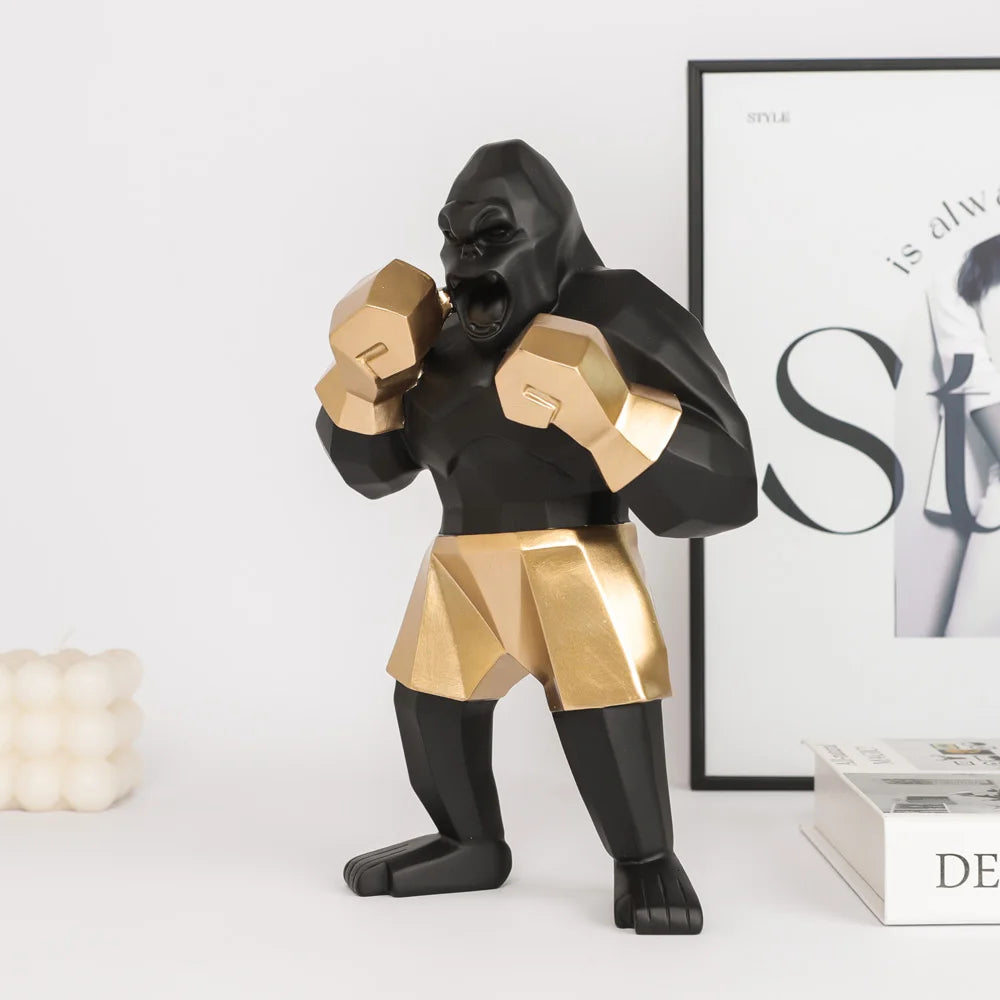 24cm Boxing King Kong Sculpture - Sleek Surprises