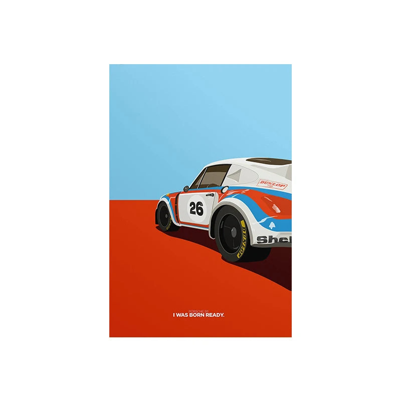 Illustrated Retro 80s/90s Sports Cars Canvas Prints