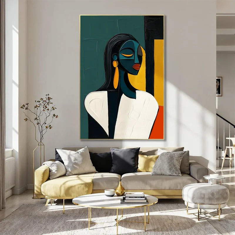 Hand-painted Cubism Art Textured Canvas Murals