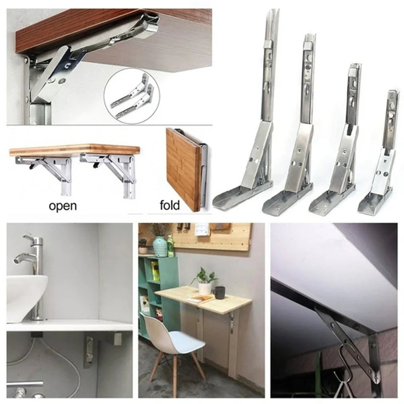 2Pcs Stainless Steel Folding Shelf Brackets - Sleek Surprises