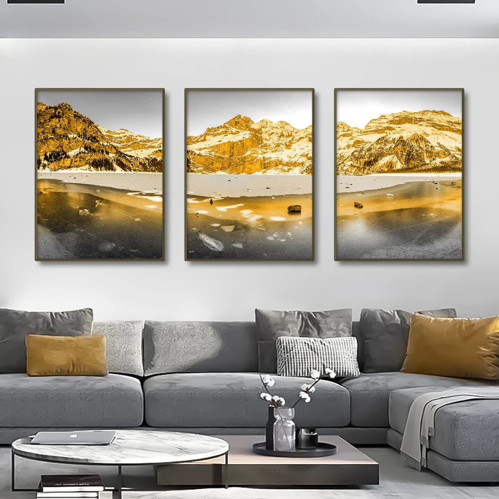 3-Piece Mountain Sunset Landscape Canvas Prints