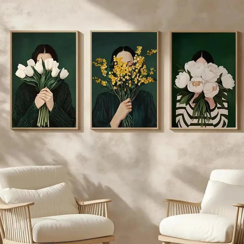 Green Abstract Flowers & Models Canvas Prints