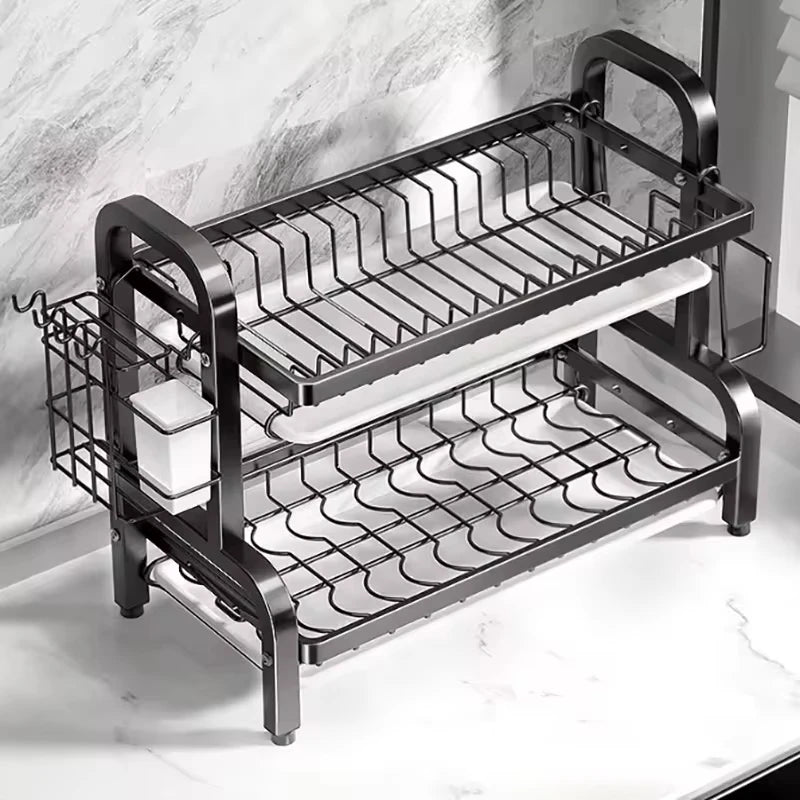 Dish Drying Rack 2-Tier with Utensil Holder