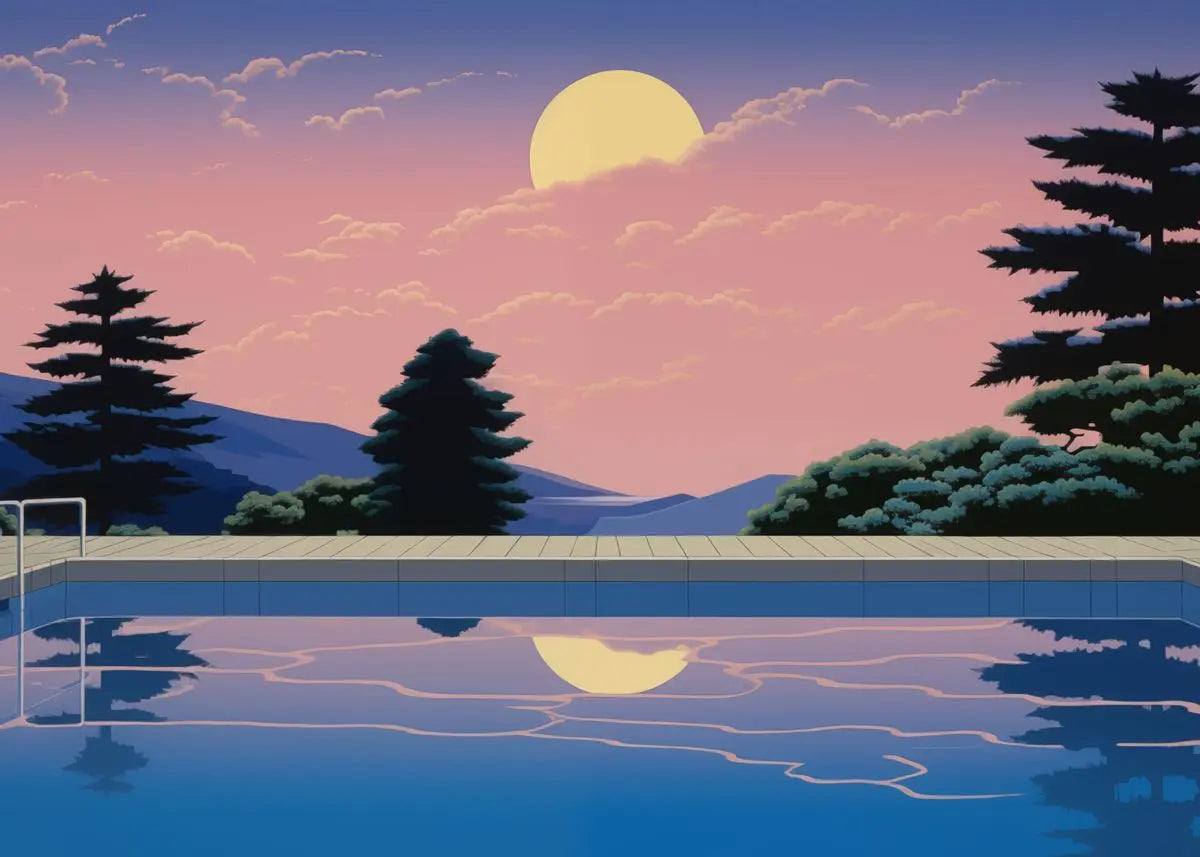 Hiroshi Nagai Inspired Palm Sunset Art Canvas Prints