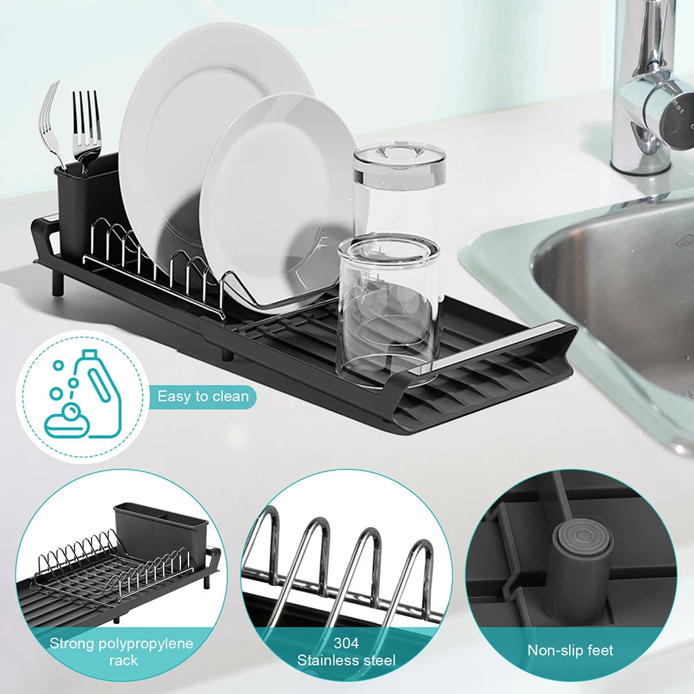 Dish Drying Drainer Rack with Drain Basket