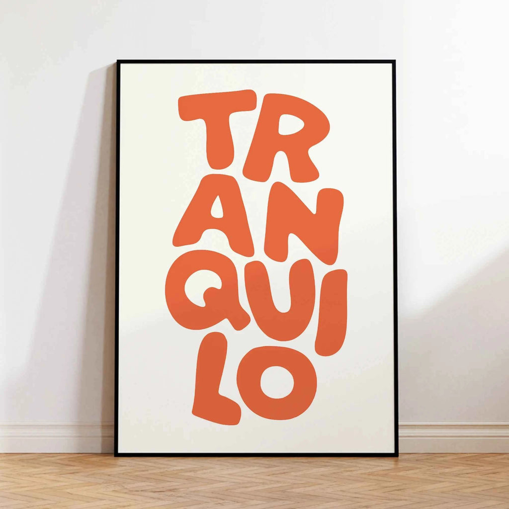 Tranquilo Retro Orange & Cream Typography Canvas Print