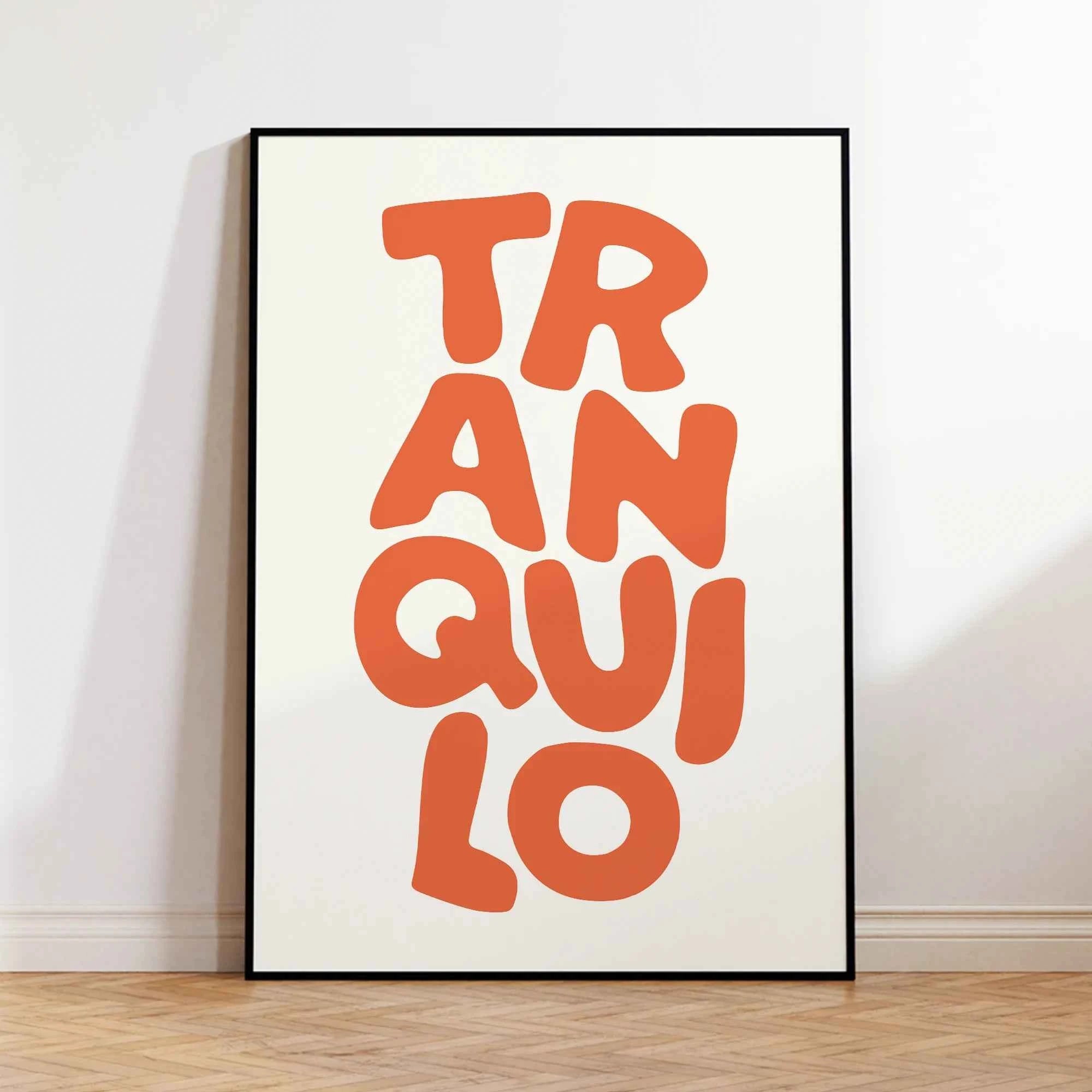 Tranquilo Retro Orange & Cream Typography Canvas Print