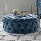 Velvet Padded Round Couture Ottoman