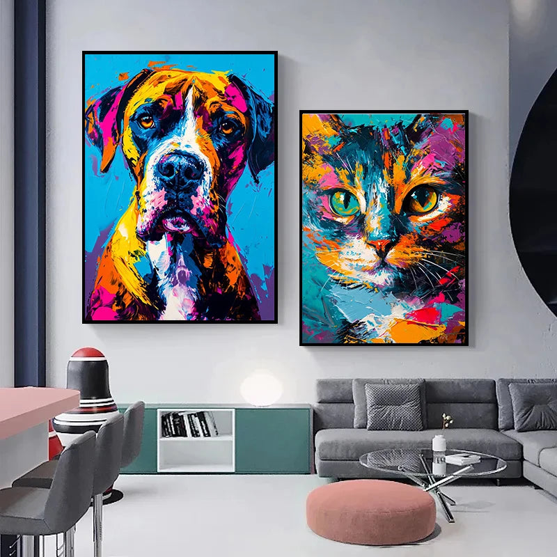 Abstract Multicolour Animals Art Canvas Prints
