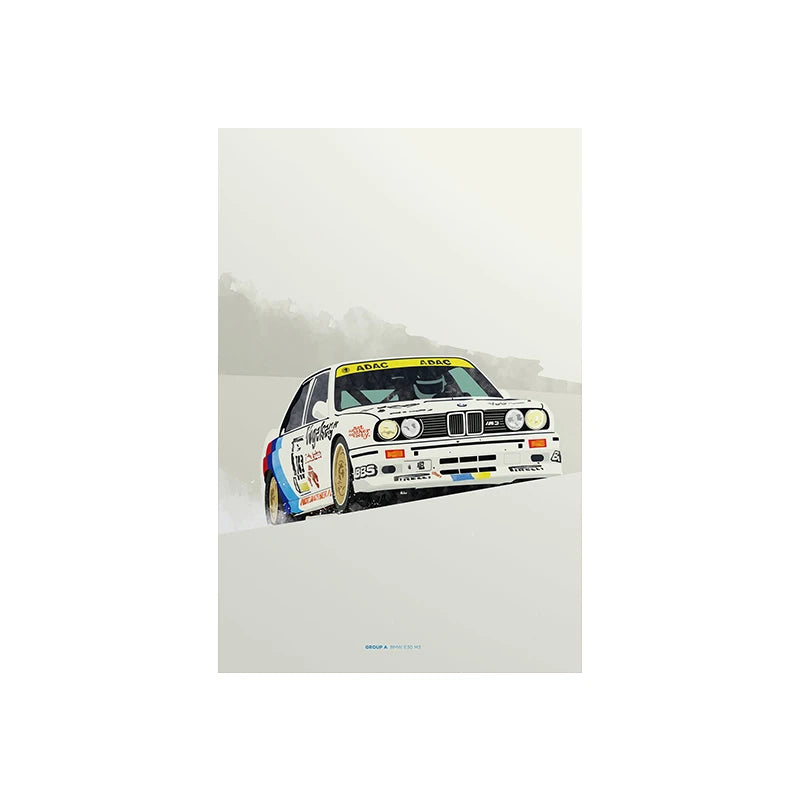 Illustrated Retro 80s/90s Sports Cars Canvas Prints