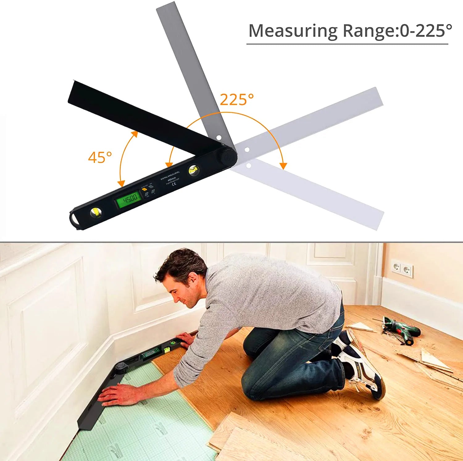 16 inch (400mm) Digital Angle Protractor with Spirit Levels - Sleek Surprises