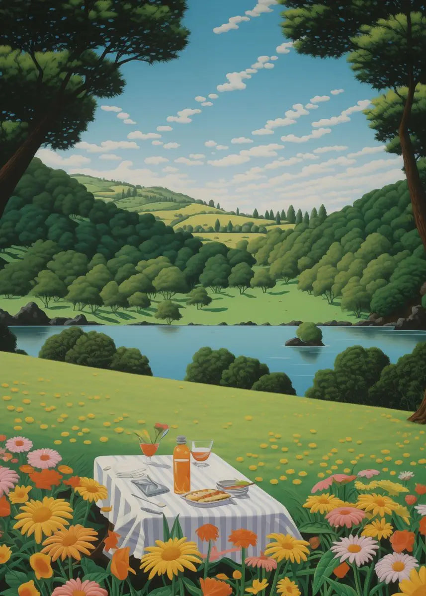 Hiroshi Nagai Inspired Palm Sunset Art Canvas Prints