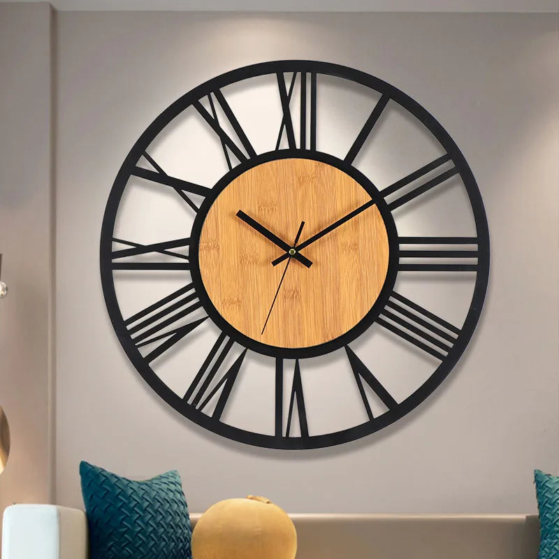 40cm Retro Iron/Wood Hanging Wall Clock - Sleek Surprises