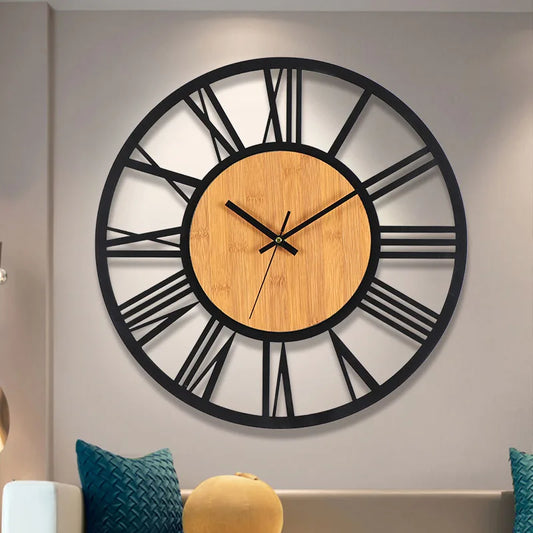 40cm Retro Iron/Wood Hanging Wall Clock - Sleek Surprises