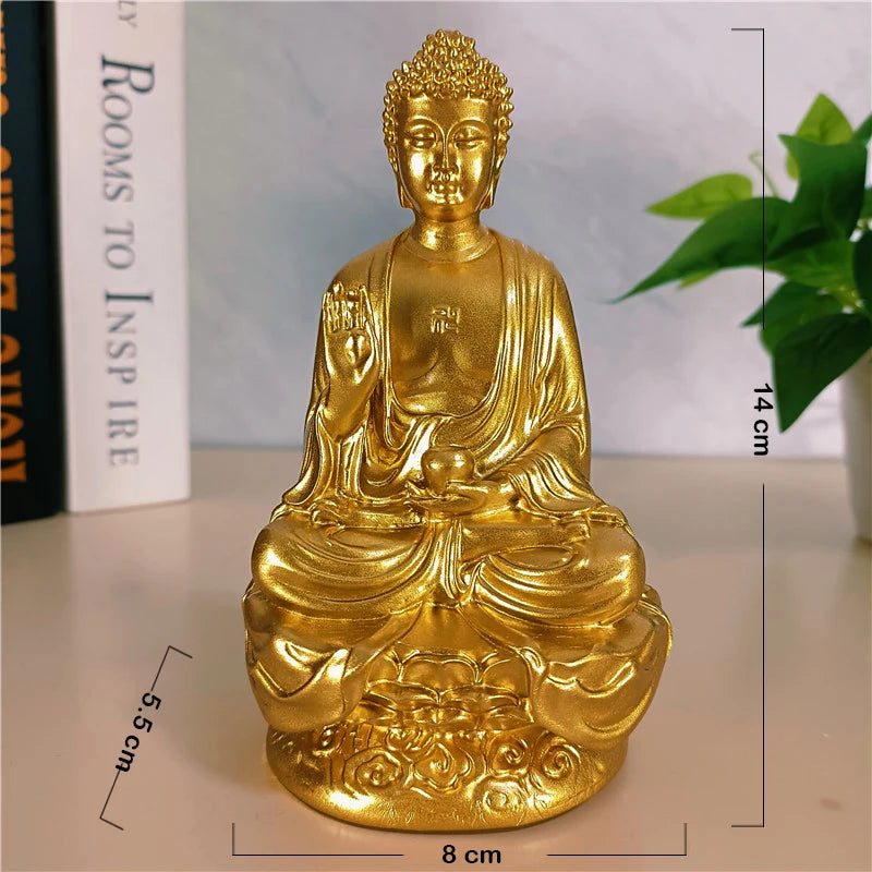 14cm Gold Shakya Muni Buddha Sculpture