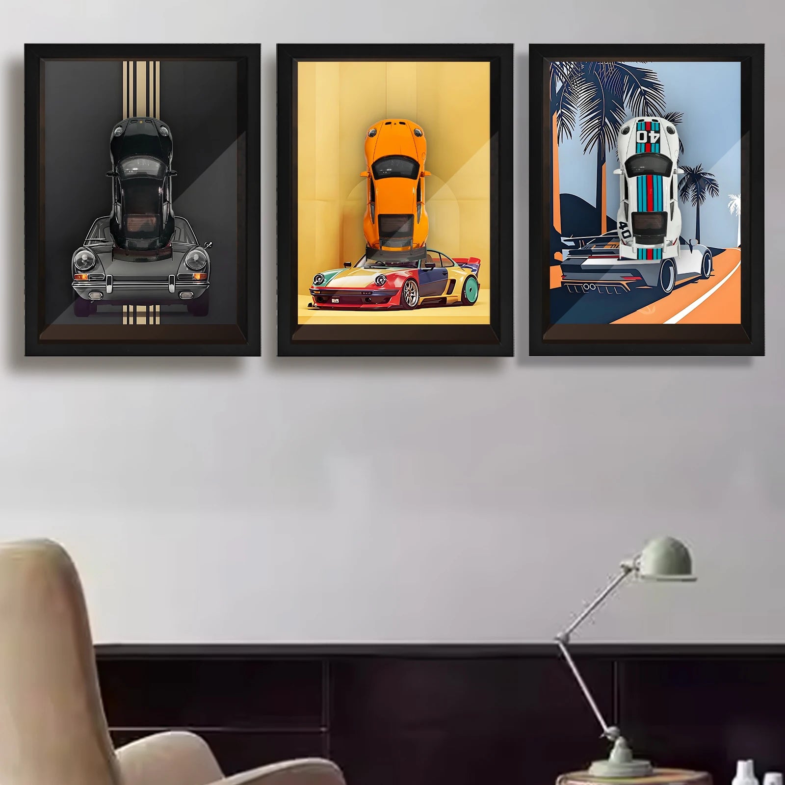 Classic Porsche 911 GT3 Scale 1:32 Framed Mini Model