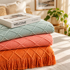 Nordic Solid Casual Blankets Throws Soft Comfortable Knitted Shawl Sofa Blanket Bed End Cover Travel Hotel Decorative Bedspread