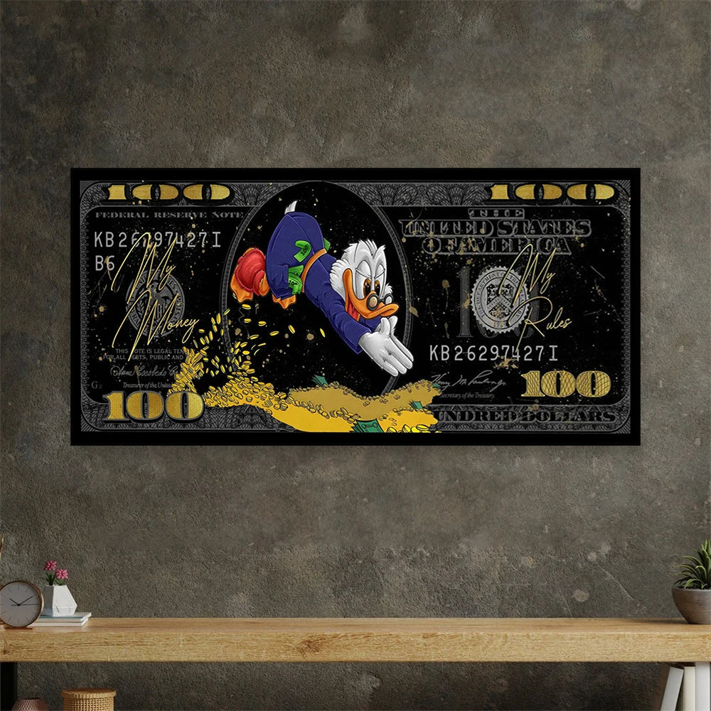 Money Rules $100 Billionaire McDuck Art Canvas Print