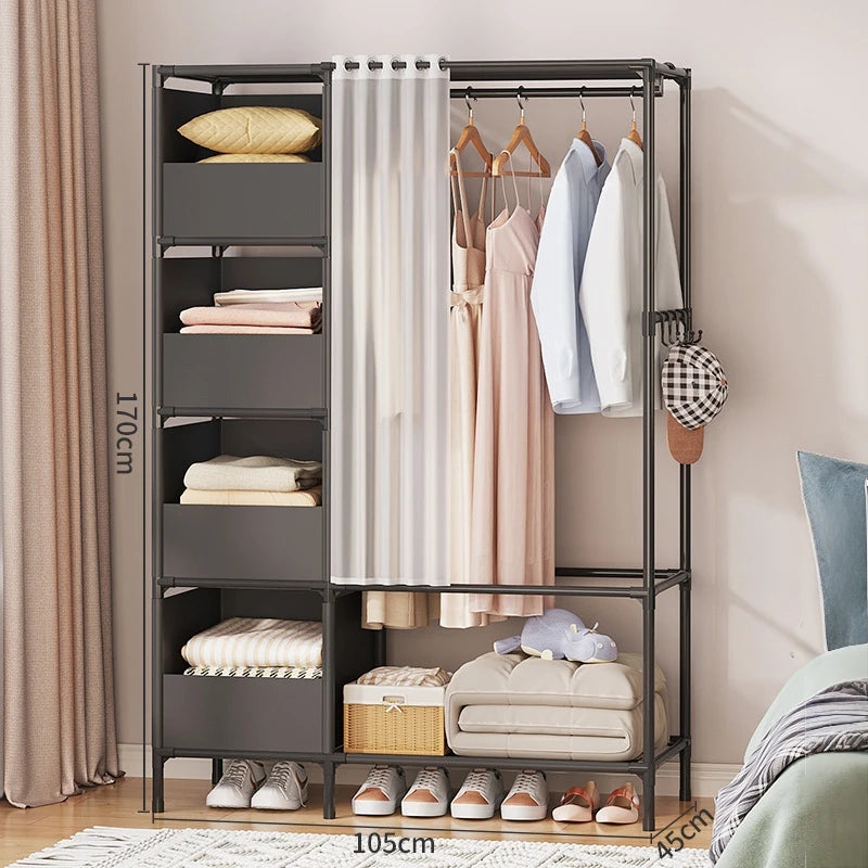 Metal Minimalist Clothes Rack & Rail Wardrobe