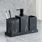 4-Piece Marble Effect Bathroom Accessory Set