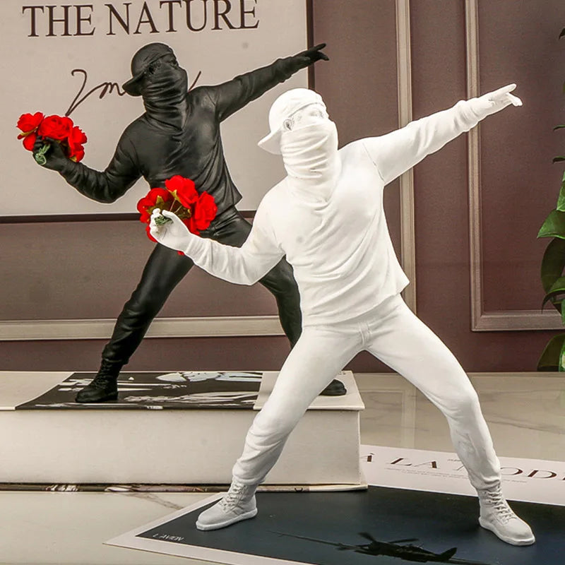 Banksy Flower Thrower Collectible Statue - Sleek Surprises