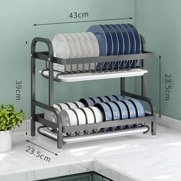 Dish Drying Rack 2-Tier with Utensil Holder