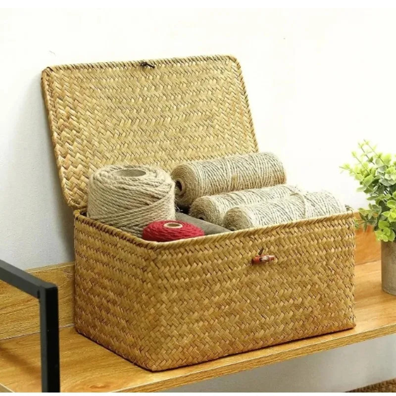 Handwoven Seagrass Rectangular Storage Basket