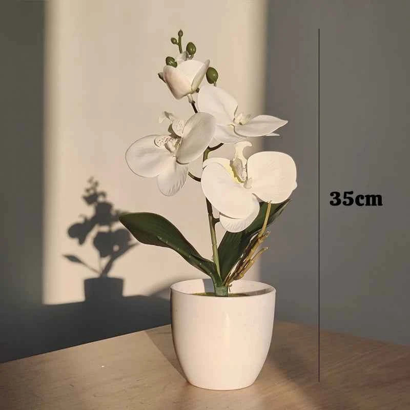 Bonsai Simulated Butterfly Orchid Artificial Potted Plant Desk Dining Table Home Office Vase Wedding Home Room Decoration Gift