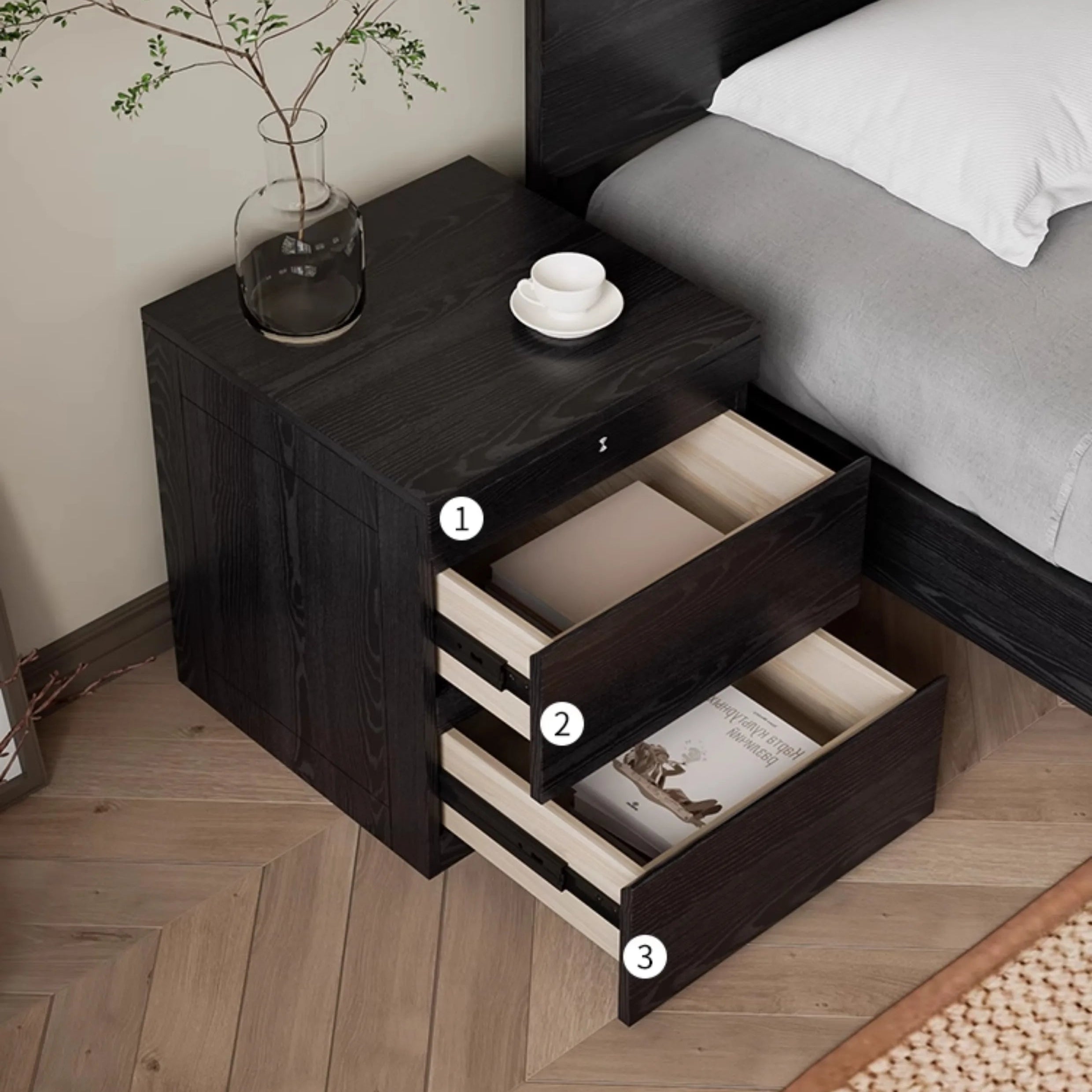 Nicosta Nightstand with Secret Hidden Storage