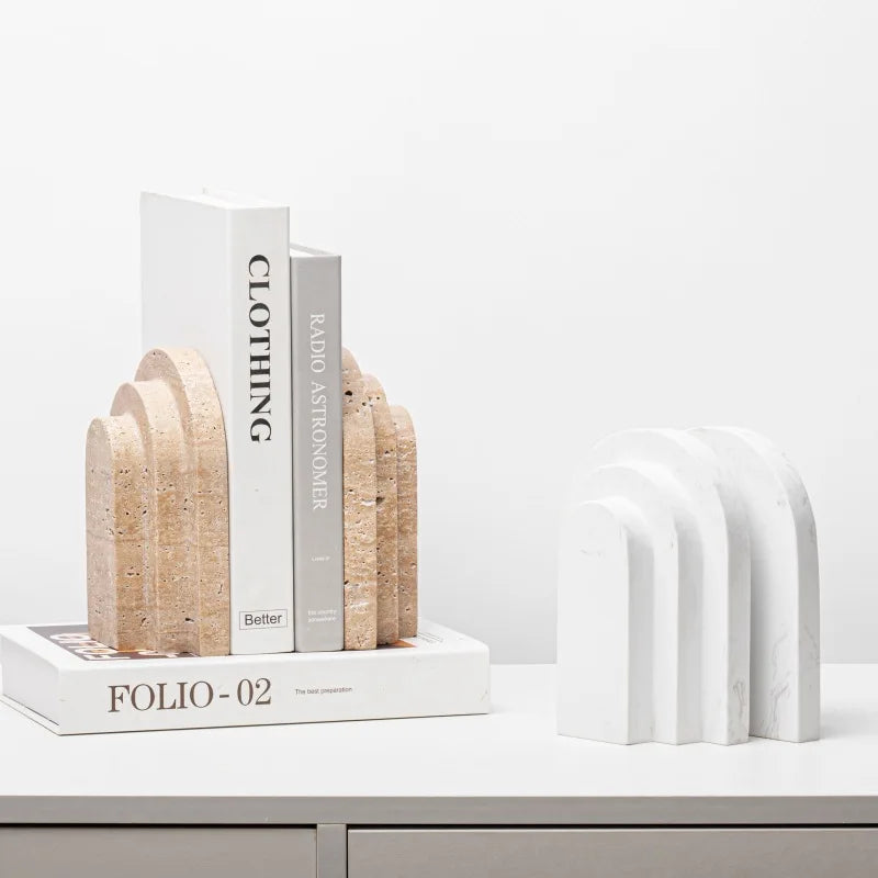 Natural Travertine Marble Bookends