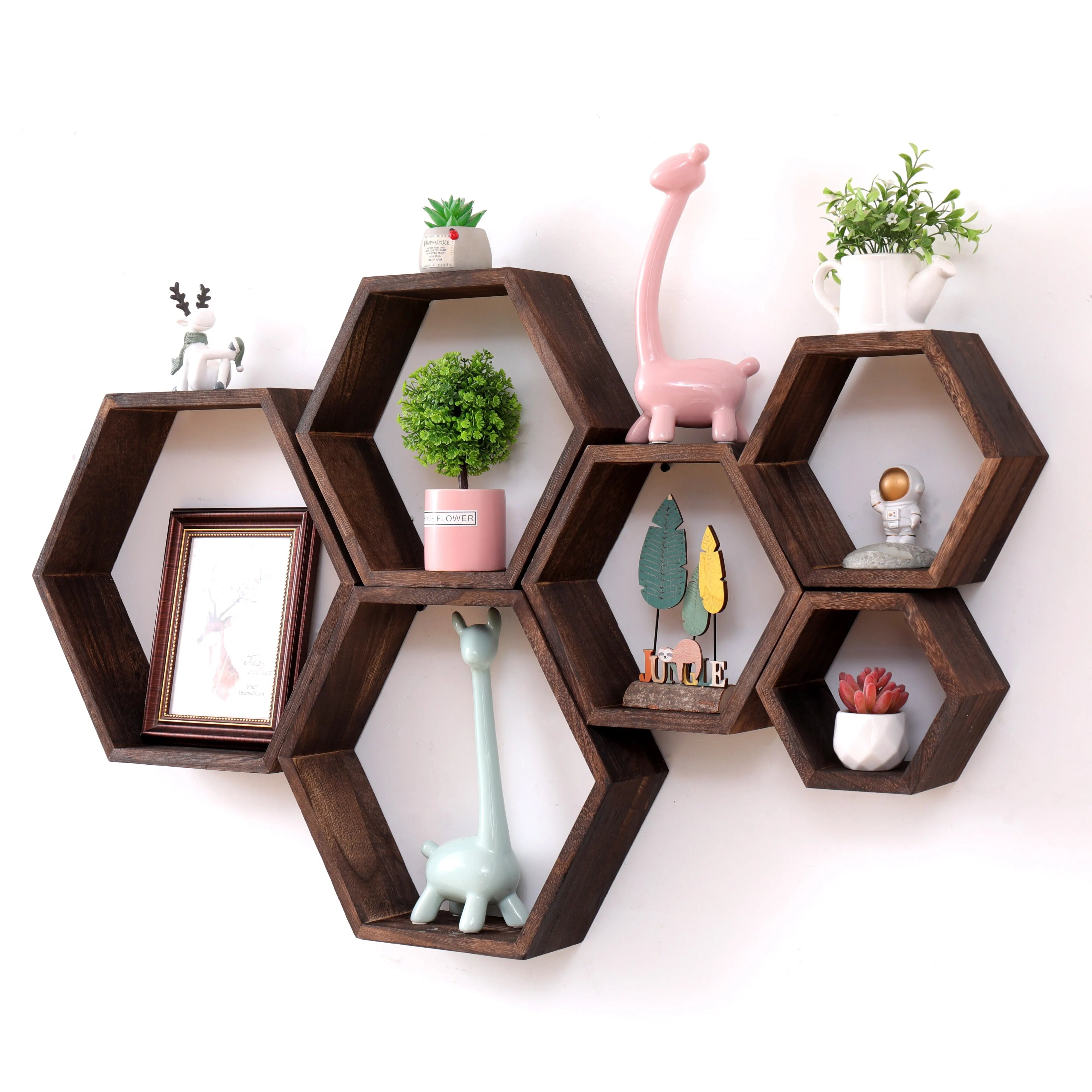 Hexagon floating wall shelf, hexagon storage rack - for home decoration lovers - perfect gift - suitable for bathroom, bedroom - Sleek Surprises