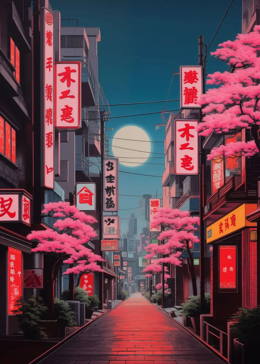 Hiroshi Nagai Inspired Palm Sunset Art Canvas Prints