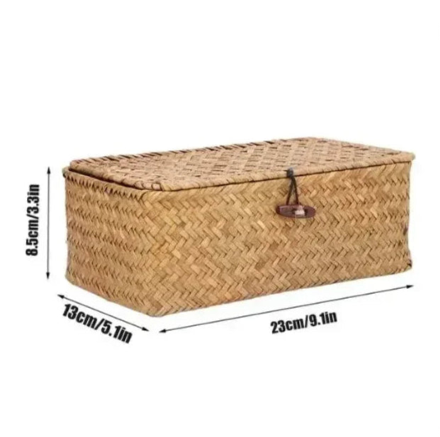 Handwoven Seagrass Rectangular Storage Basket