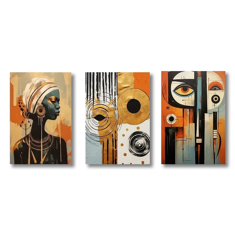 3-Piece Pan-African Abstract Art Canvas Prints
