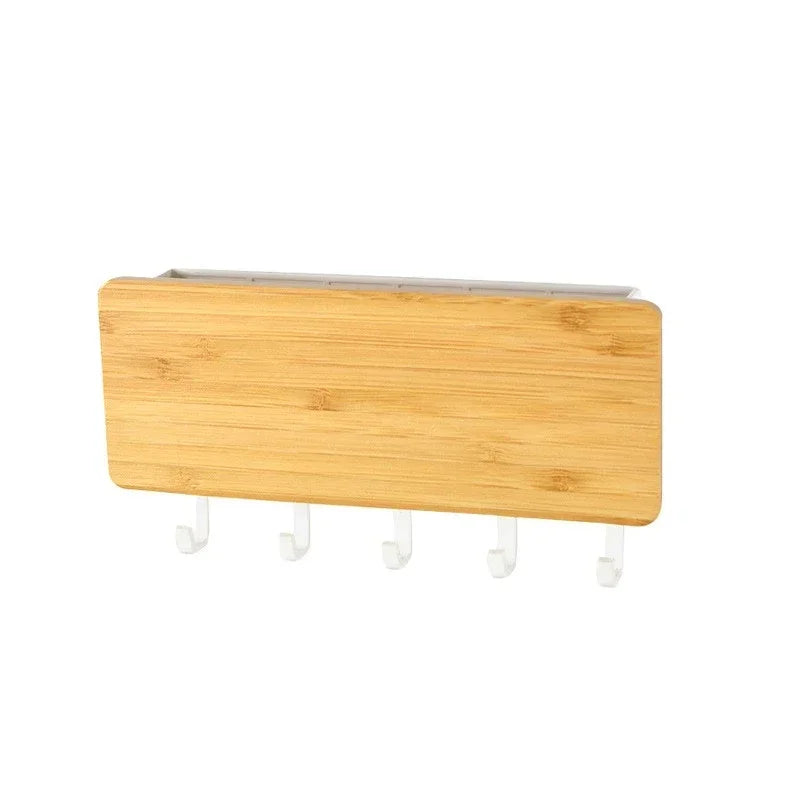 Wall Hanging Bamboo Key Hanger Holder Wall Organizer Rectangle Key Rack Hooks Coat Hooks Home Decoration Coat Hanger - Sleek Surprises