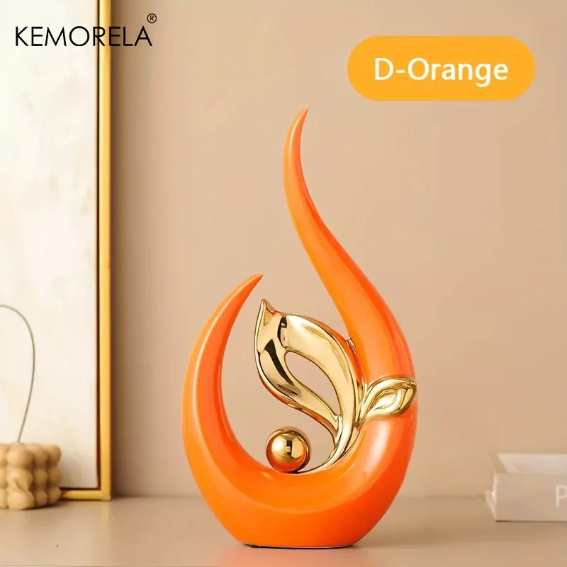 Curved Flame Ceramic Light Sculptures