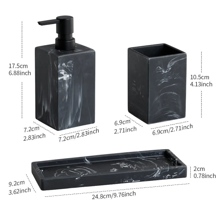 4-Piece Marble Effect Bathroom Accessory Set