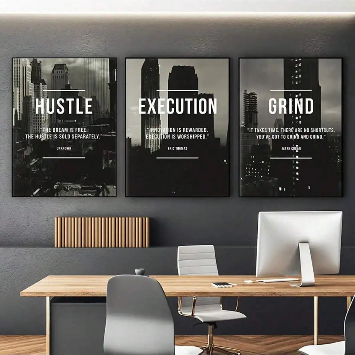3-Piece Hustle Grind Execute Millionaire Mindset Canvas Prints