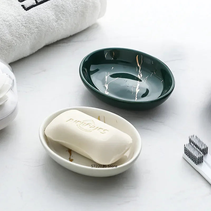 Ceramic Gold Marble Bathroom Accessories Set