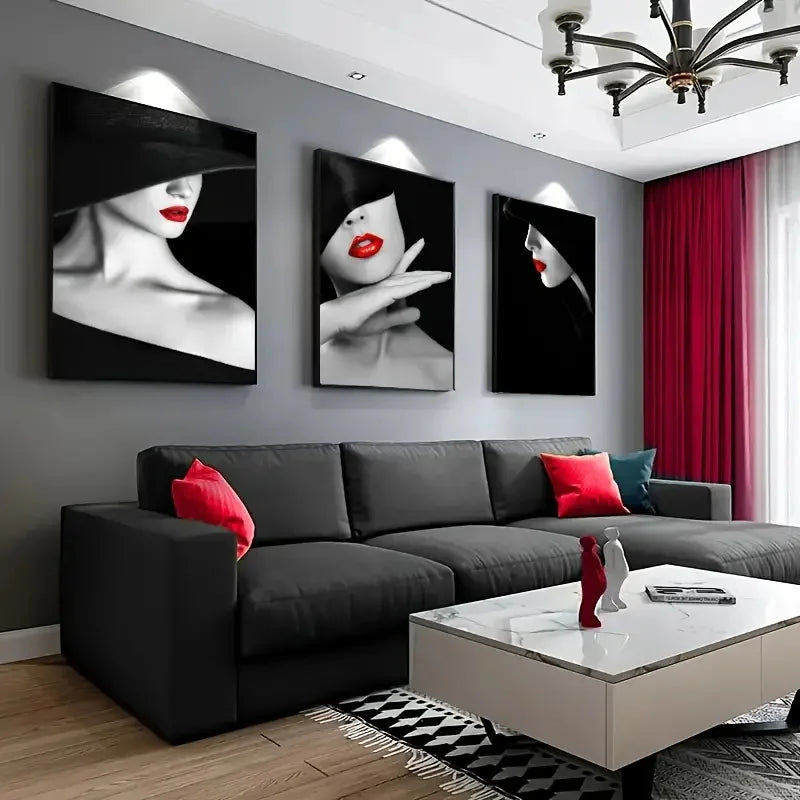 3-Piece Amor Rouge Lipstick Canvas Prints