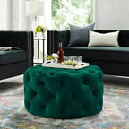 Velvet Padded Round Couture Ottoman