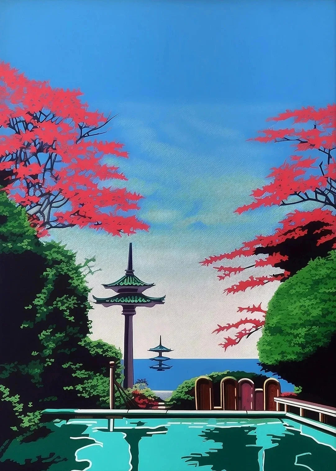 Hiroshi Nagai Inspired Summer Skies Scenic Art Canvas Prints