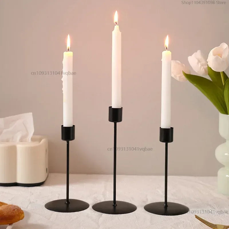 Minimalist Euro-style Gold & Black Candlestick Holders